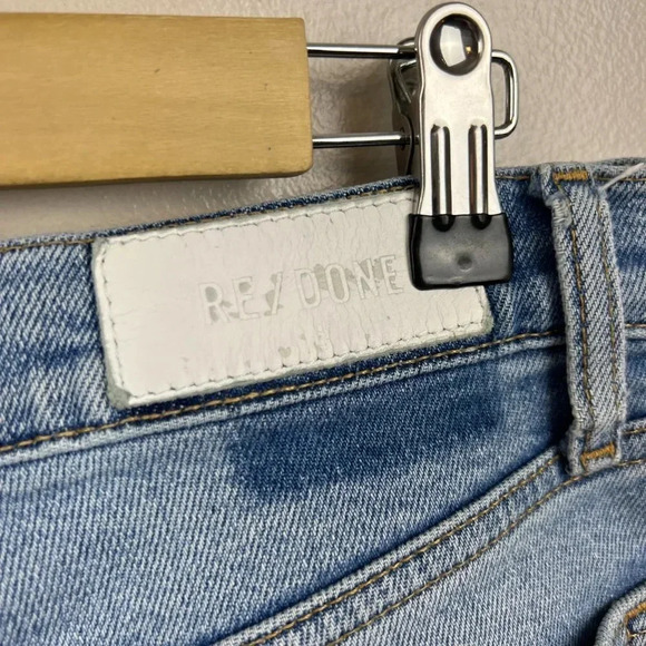 Redone High Rise Crop Straight Jeans Size 28 Light Wash Blue Denim Ankle - Picture 9 of 14